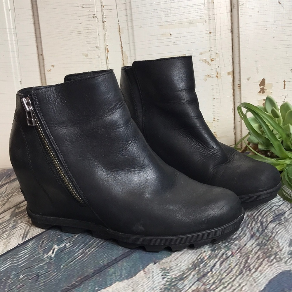 💙 Sorel Joan Arctic Zip Wedge Black Bootie